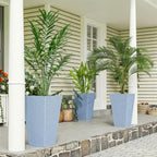 3 Piece 24" Tall Planters with Drainage Holes, Light Gray