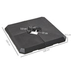 Set of 4 Parasol Base Stand Weights for Cantilever Parasols, Water and Sand Filled, Up to 120kg, Black