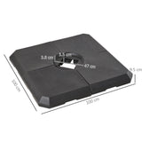 Set of 4 Parasol Base Stand Weights for Cantilever Parasols, Water and Sand Filled, Up to 120kg, Black