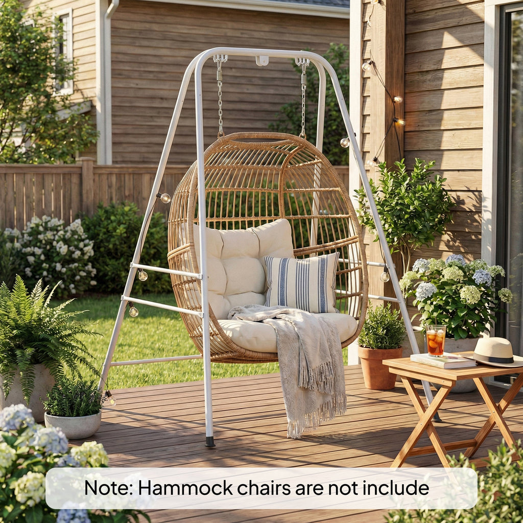 Hammock Chair Stand with Anti-Slip Pads and 2 Carabiners, White