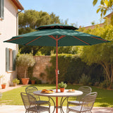 104'' x 104'' Patio Umbrella with Crank and Double Top, Green