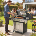 6 Burner Propane Gas Grill with Side Burner, 63,000 BTU , Warming Rack & Cabinet