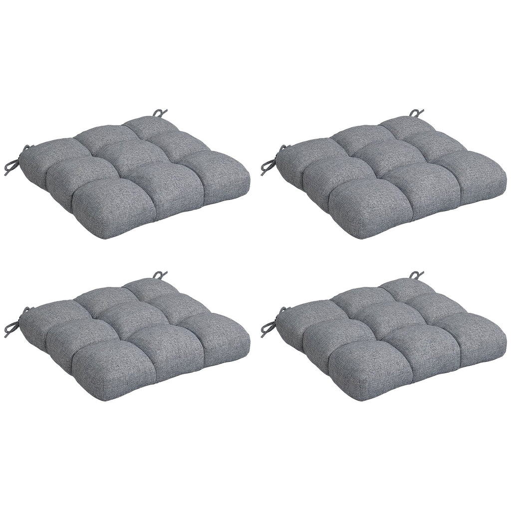 4-Piece Patio Chair Cushions Set with Ties, 19" x 19" x 4"