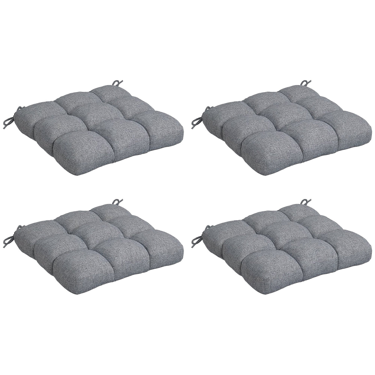 4-Piece Patio Chair Cushions Set with Ties, 19" x 19" x 4"