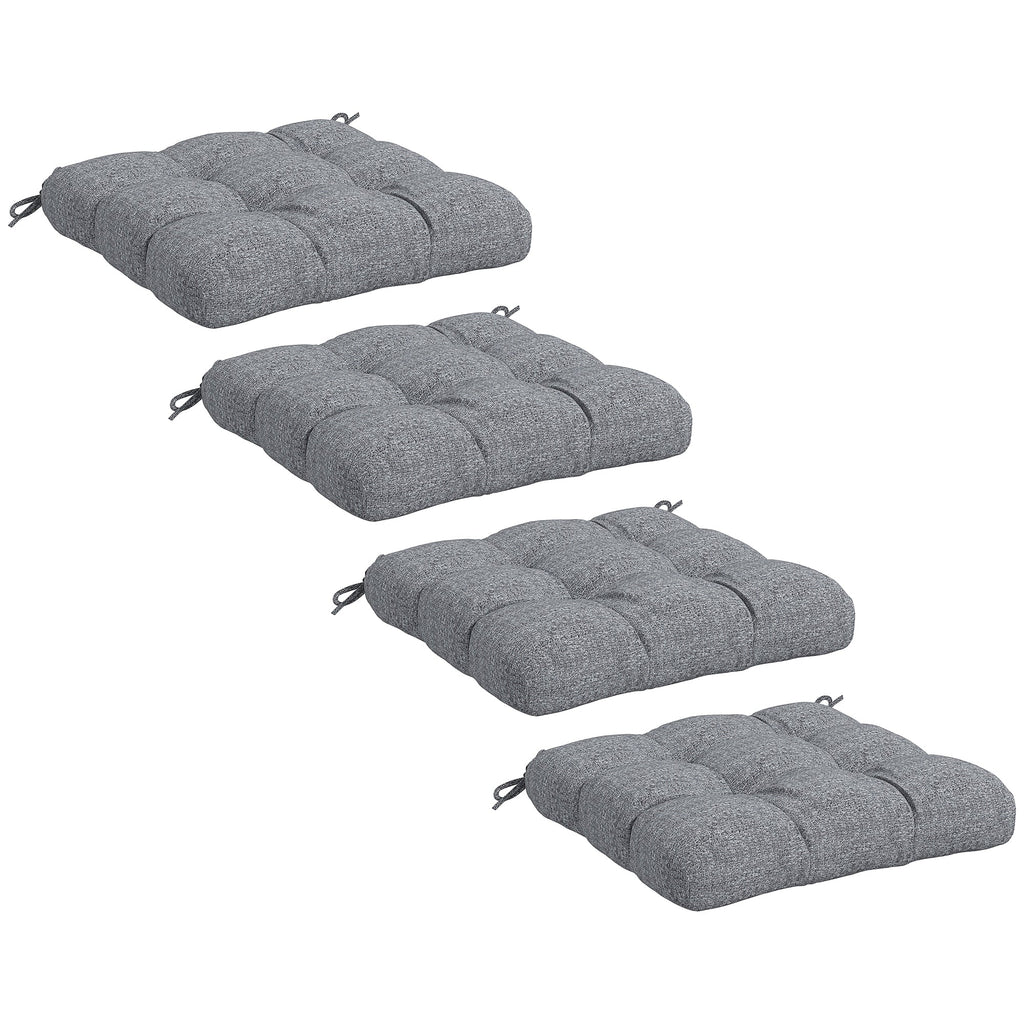 4-Piece Patio Chair Cushions Set with Ties, 19" x 19" x 4"