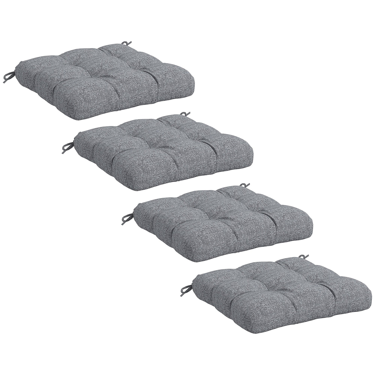 4-Piece Patio Chair Cushions Set with Ties, 19" x 19" x 4"