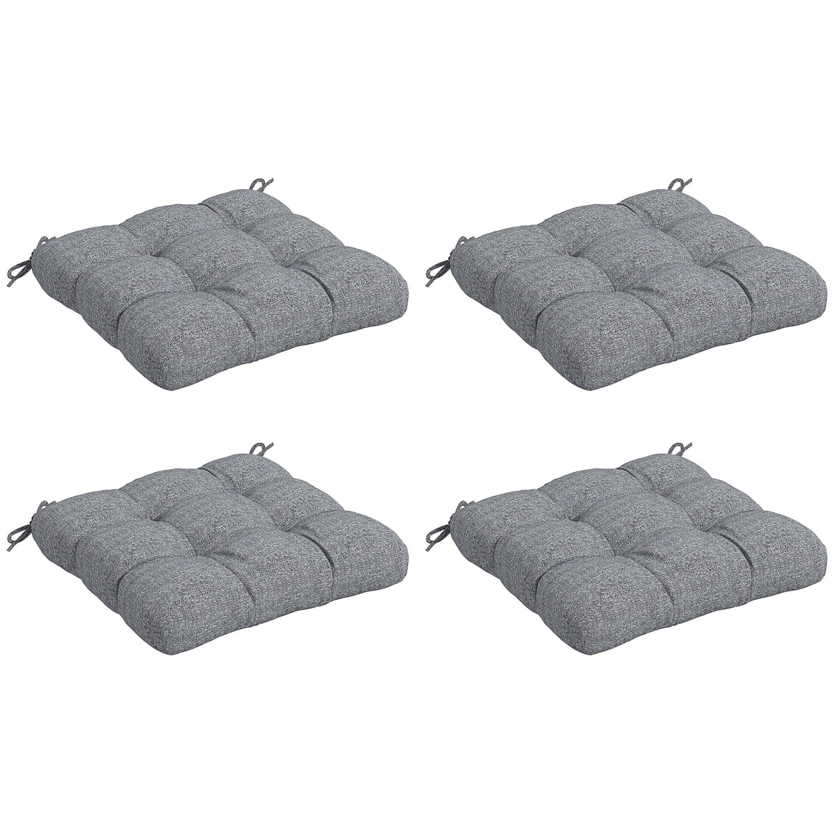 4-Piece Patio Chair Cushions Set with Ties, 19" x 19" x 4"