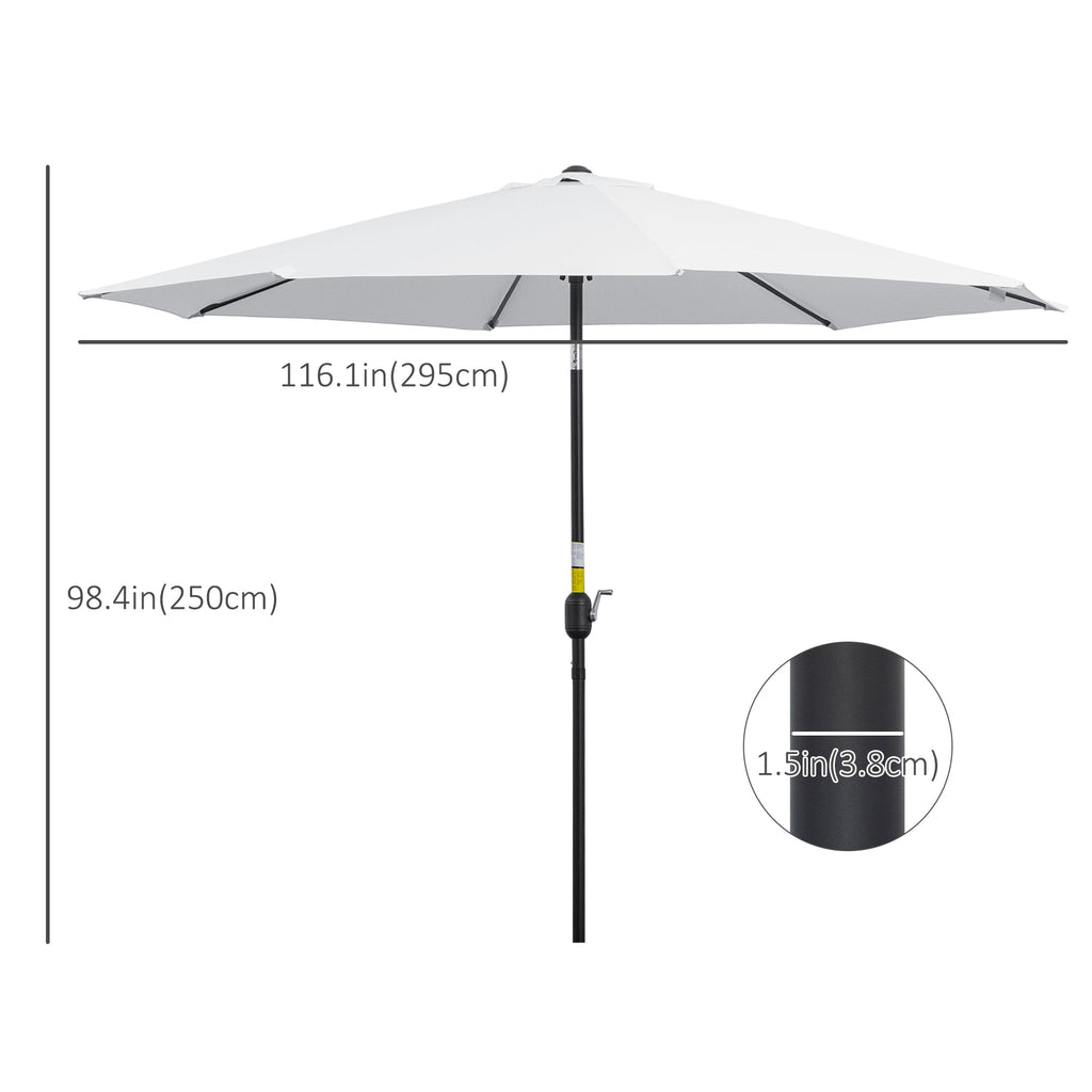 10' x 8' Round Market Umbrella with Crank and Tilt, White