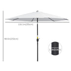 10' x 8' Round Market Umbrella with Crank and Tilt, White