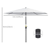 10' x 8' Round Market Umbrella with Crank and Tilt, White