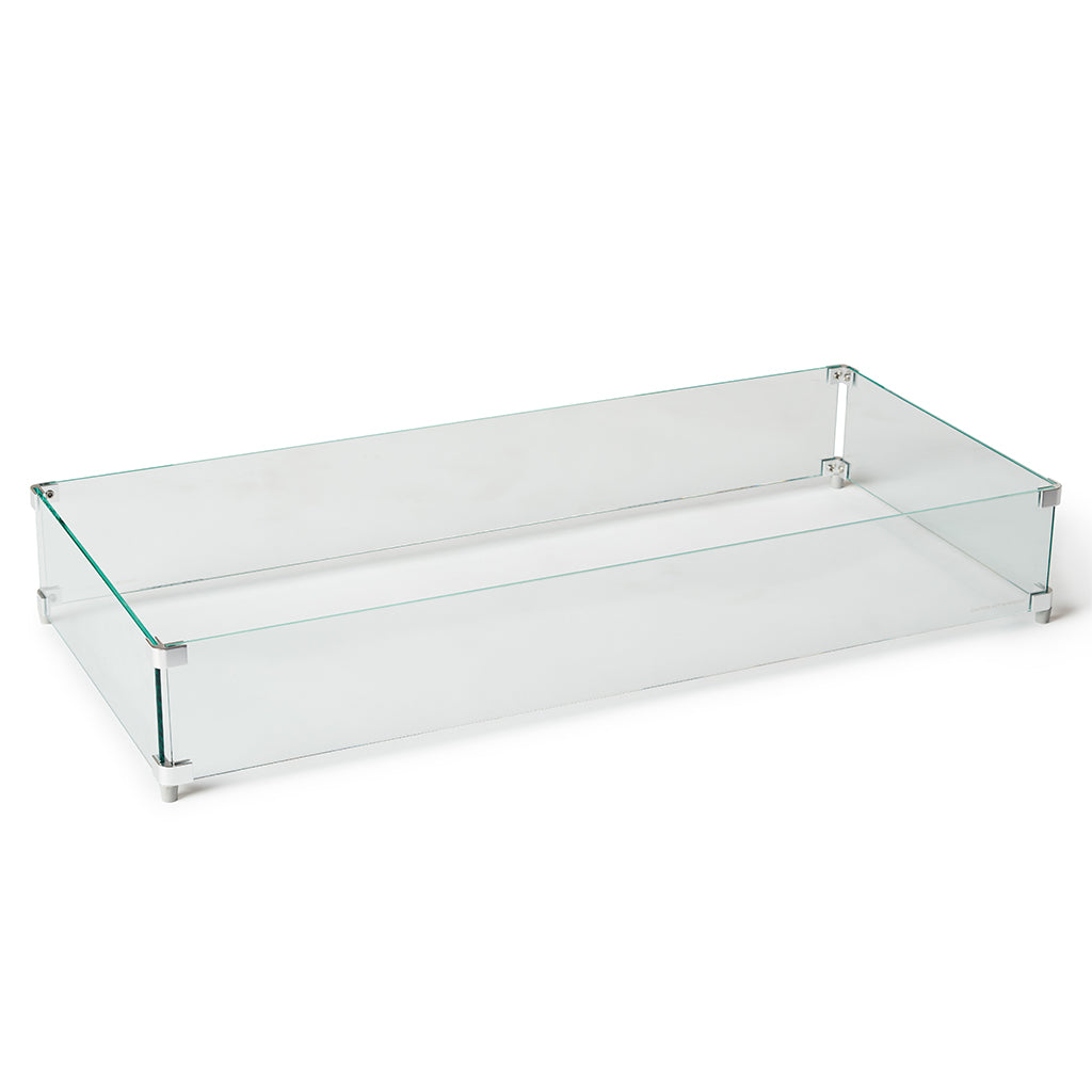 Large Rectangular Glass Fire Table Wind Guard