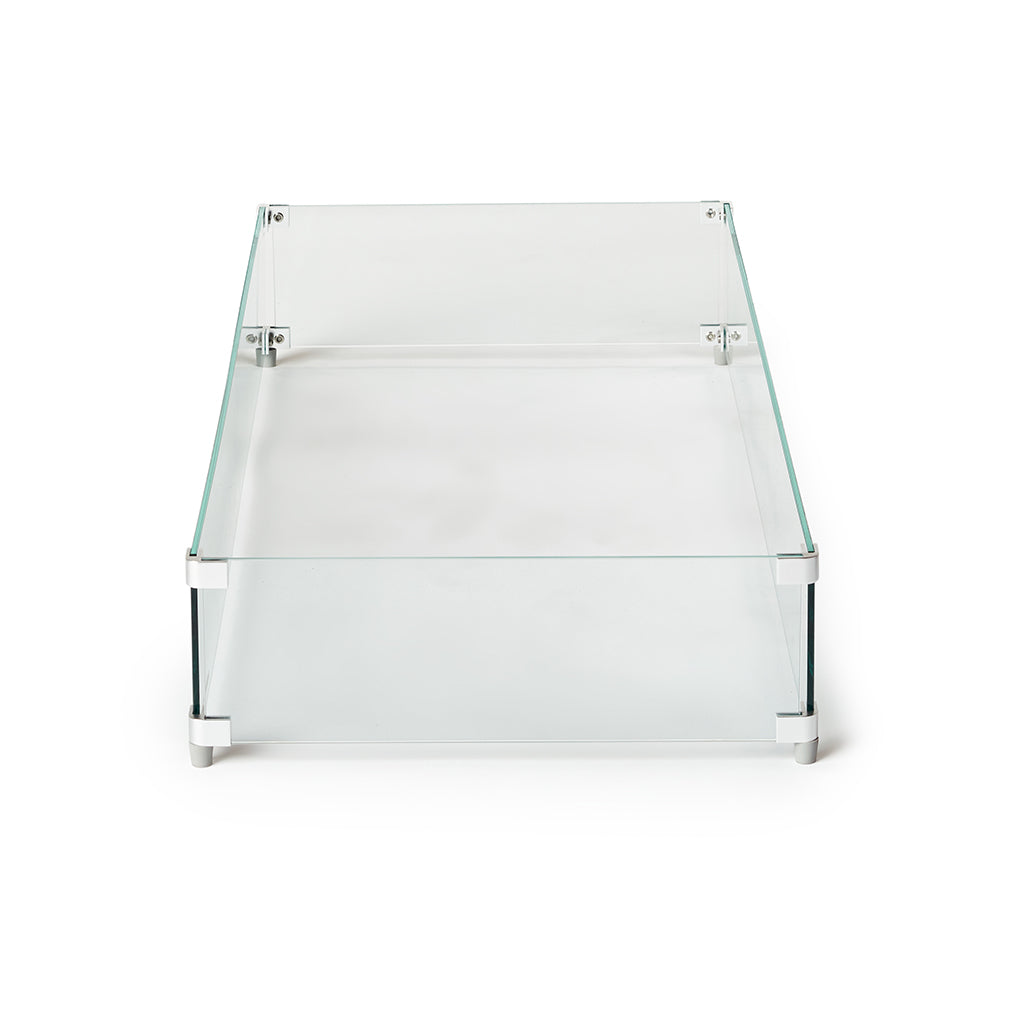 Large Rectangular Glass Fire Table Wind Guard
