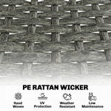 3 Piece Wicker Patio Bistro Set with 2 Armless Chairs and Steel Table, Grey