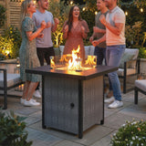 11.7 KW Propane Gas Fire Pit Table with Wind Guard and Lid, Black