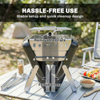 Folding Portable Charcoal BBQ Grill with Handle and Foldable Legs, Black