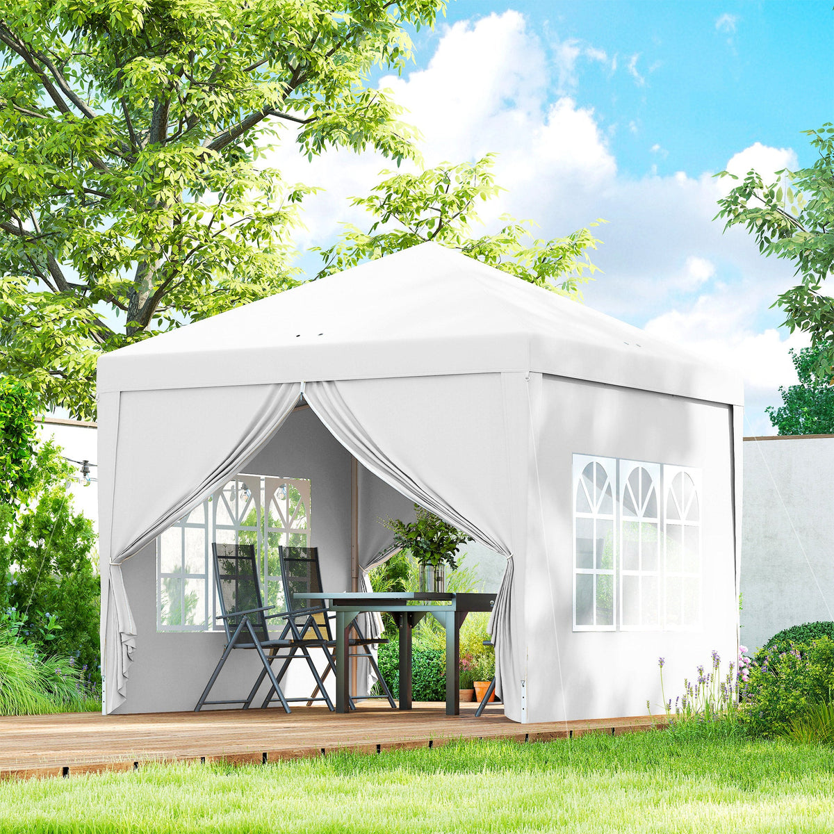 10' x 10' Outdoor Pop Up Party Tent Gazebo with Carrying Bag, White