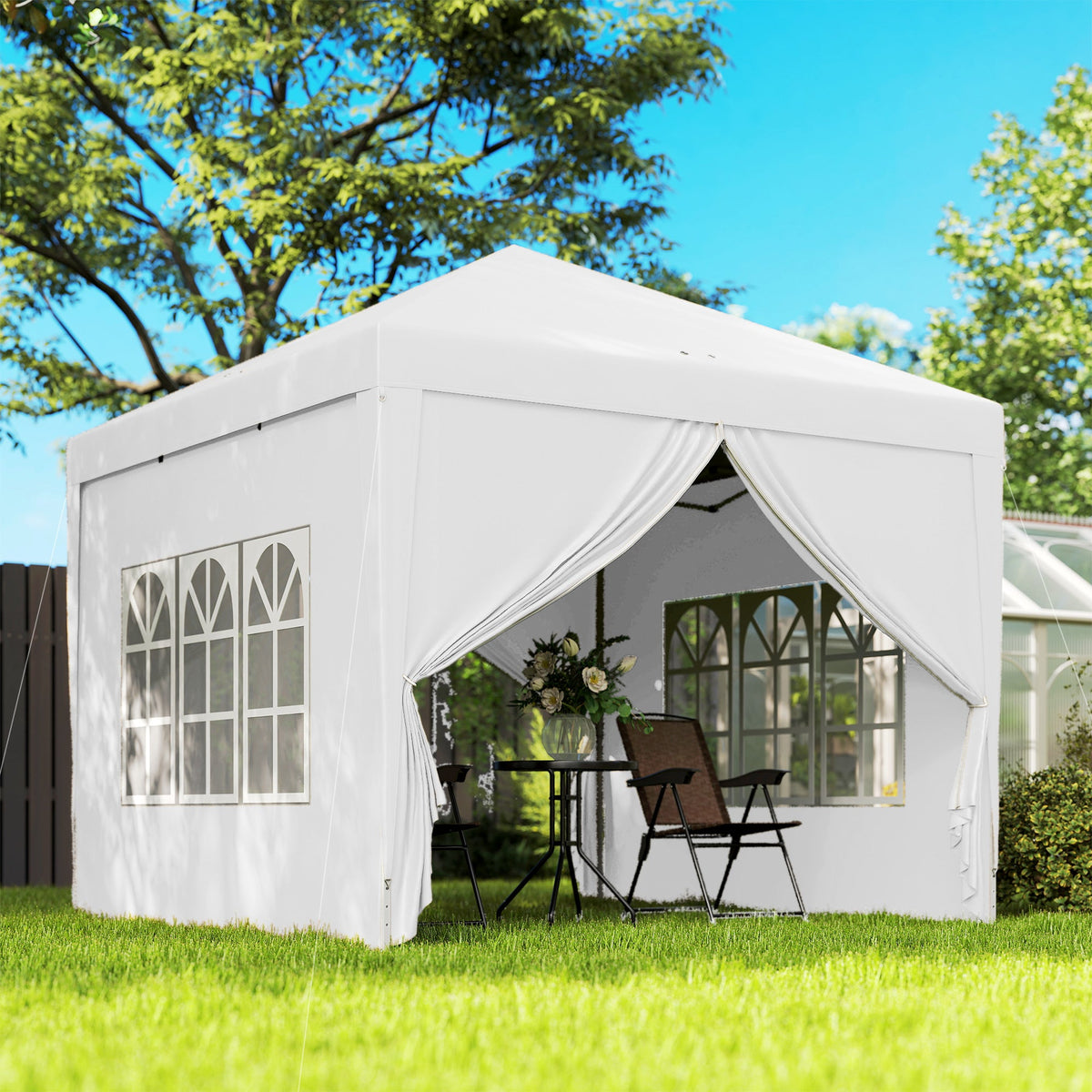 10' x 10' Outdoor Pop Up Party Tent Gazebo with Carrying Bag, White