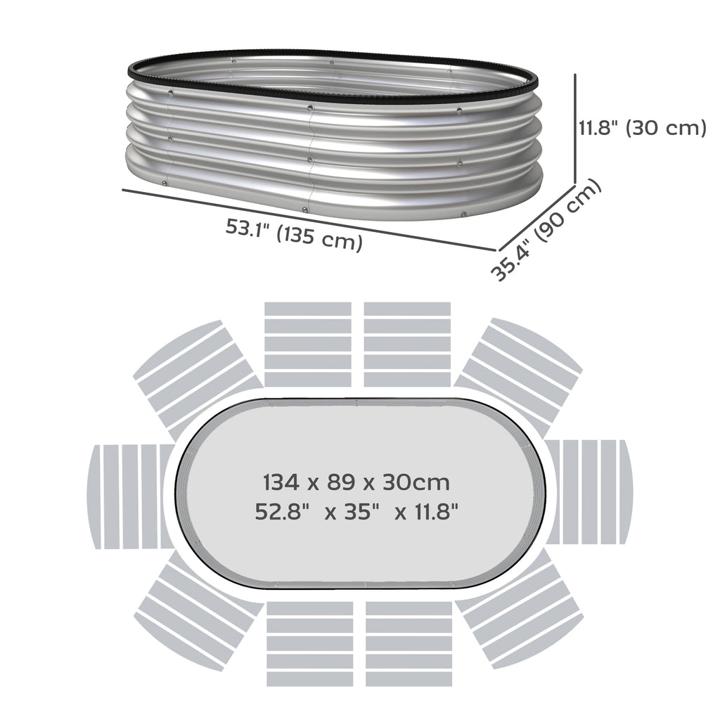 2pcs 4 x 3 x 1 ft Galvanized Raised Garden Beds, Silver