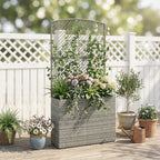 Rattan Planter with Trellis for Climbing Plants, 80 x 30 x 163 cm, Dark Grey