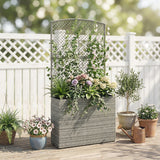 Rattan Planter with Trellis for Climbing Plants, 80 x 30 x 163 cm, Dark Grey