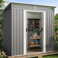 Lofka Outdoor Storage Shed with with Sliding Doors, 6x4" Metal Garden Shed with Transparent Panel Windows for Patio & Lawn, Gray - Walmart.com