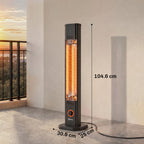 2000 W IR Patio Heater with Cover, Wall or Freestanding, Knob & Remote, Black