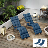 190x56x10cm Sun Lounger Cushions Set of 2 with 6 Ties, Thick 220gsm, Navy Blue