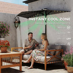 2.6 m Half Garden Parasol with Solar LED Lights and Tilt, Dark Grey