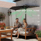 2.6 m Half Garden Parasol with Solar LED Lights and Tilt, Dark Grey