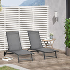 Set of 2 Outdoor Lounge Chairs with Wheels and Mesh Seat, Dark Grey