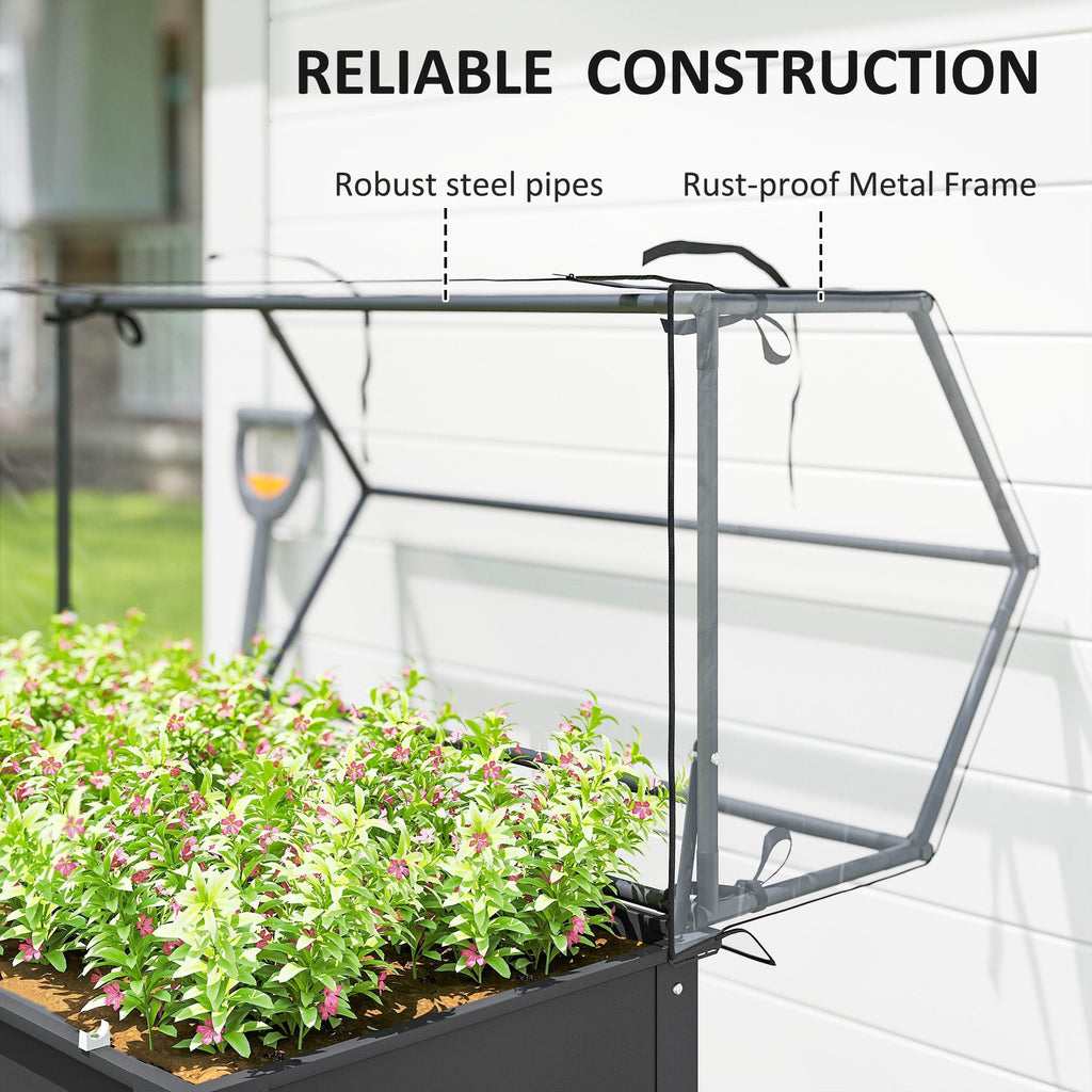 39.4" x 18.9" x 48.8" Raised Garden Bed with Cover, Dark Gray