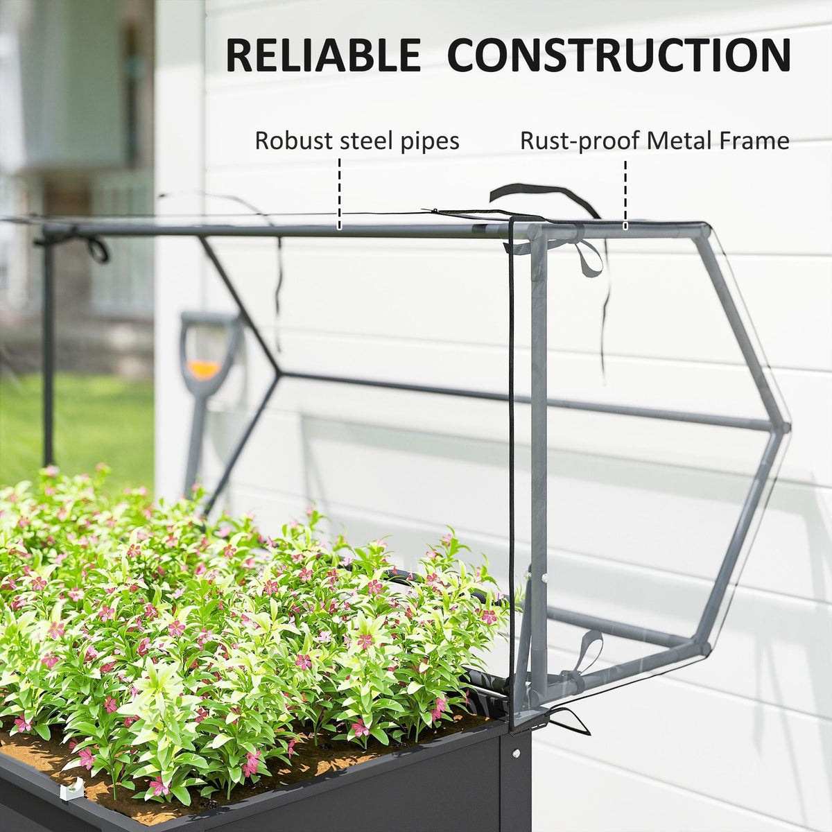 39.4" x 18.9" x 48.8" Raised Garden Bed with Cover, Dark Gray