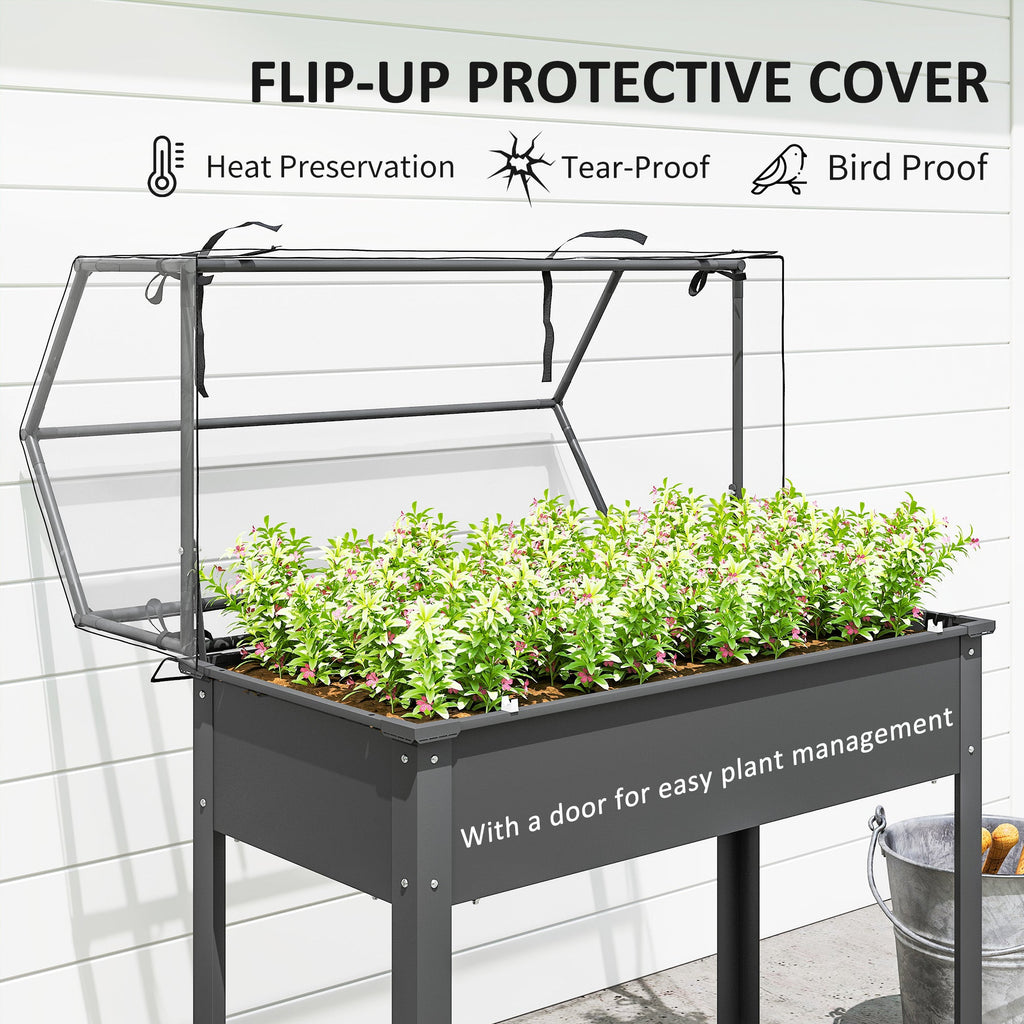 39.4" x 18.9" x 48.8" Raised Garden Bed with Cover, Dark Gray