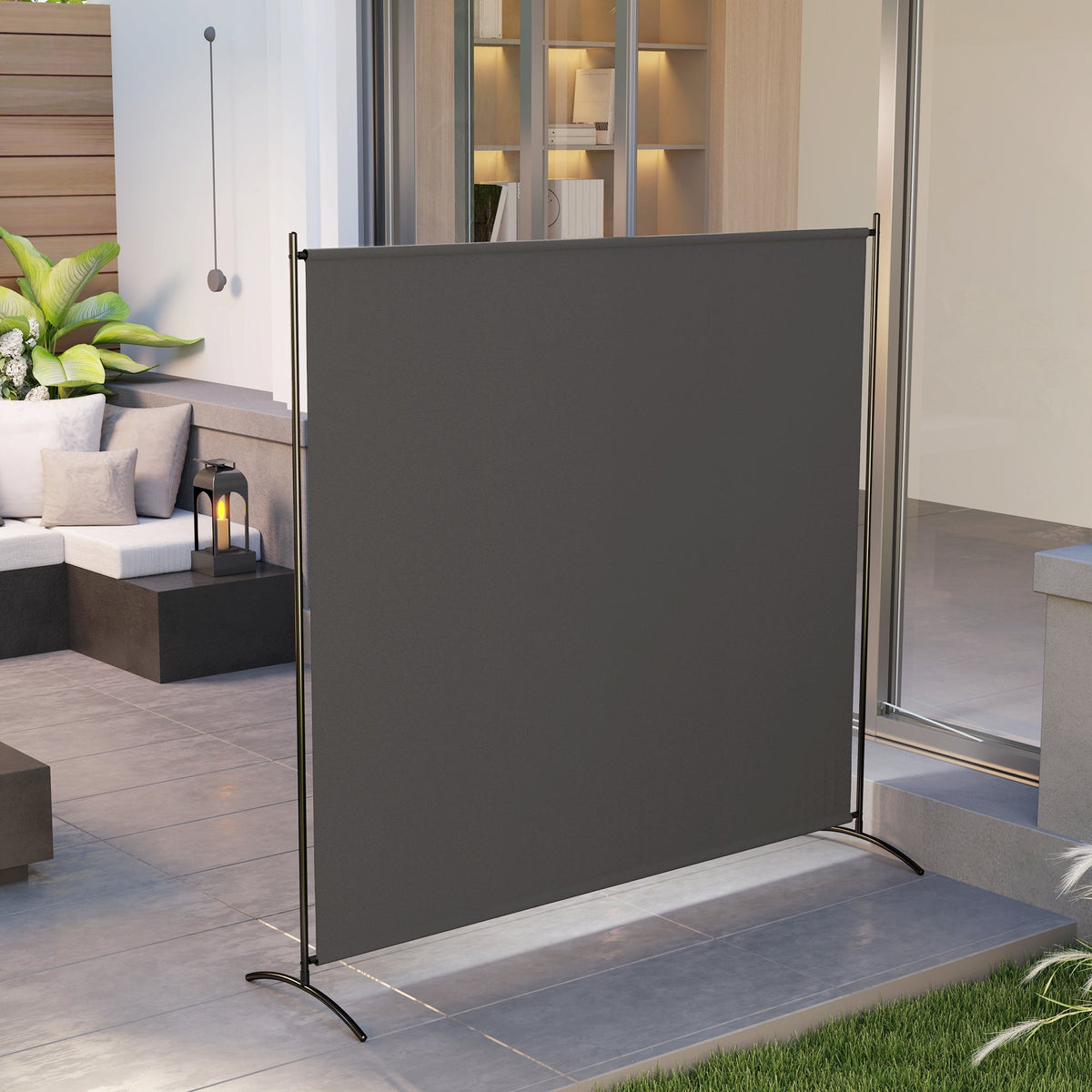 5.9FT Outdoor Privacy Screen with UPF30+ Protection, Freestanding, Dark Gray
