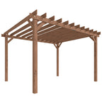PerArbor 3.6 x 3 m Maple Wood-effect Pergola with Triangle Supports for Climbing Vines