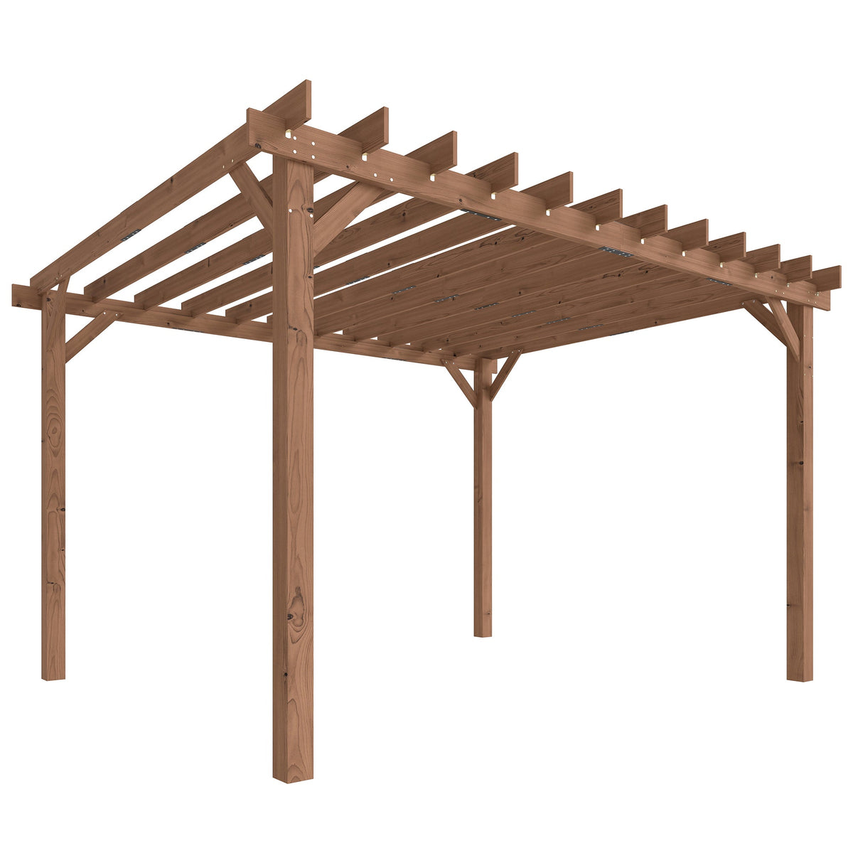 PerArbor 3.6 x 3 m Maple Wood-effect Pergola with Triangle Supports for Climbing Vines