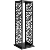 15 Inch Firewood Rack with Heavy-Duty Galvanized Steel Log Holder Featuring 4 Hooks & Adjustable Pads, Black