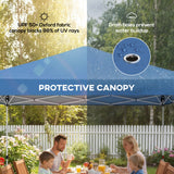 9.8' x 9.8' Pop-Up Canopy with Carrying Bag, Stakes and Ropes, Blue
