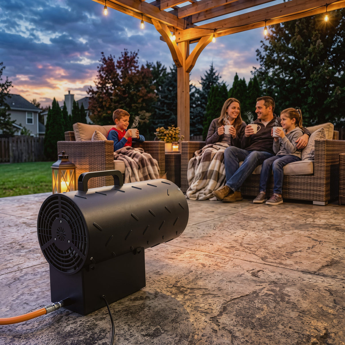 15 kW/51000 BTU Industrial Propane Space Heater with Piezo Ignition, Overheat Protection, IPX4, Black