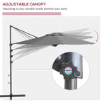 10ft Cantilever Patio Umbrella with 360° Rotation and Tilt, Grey