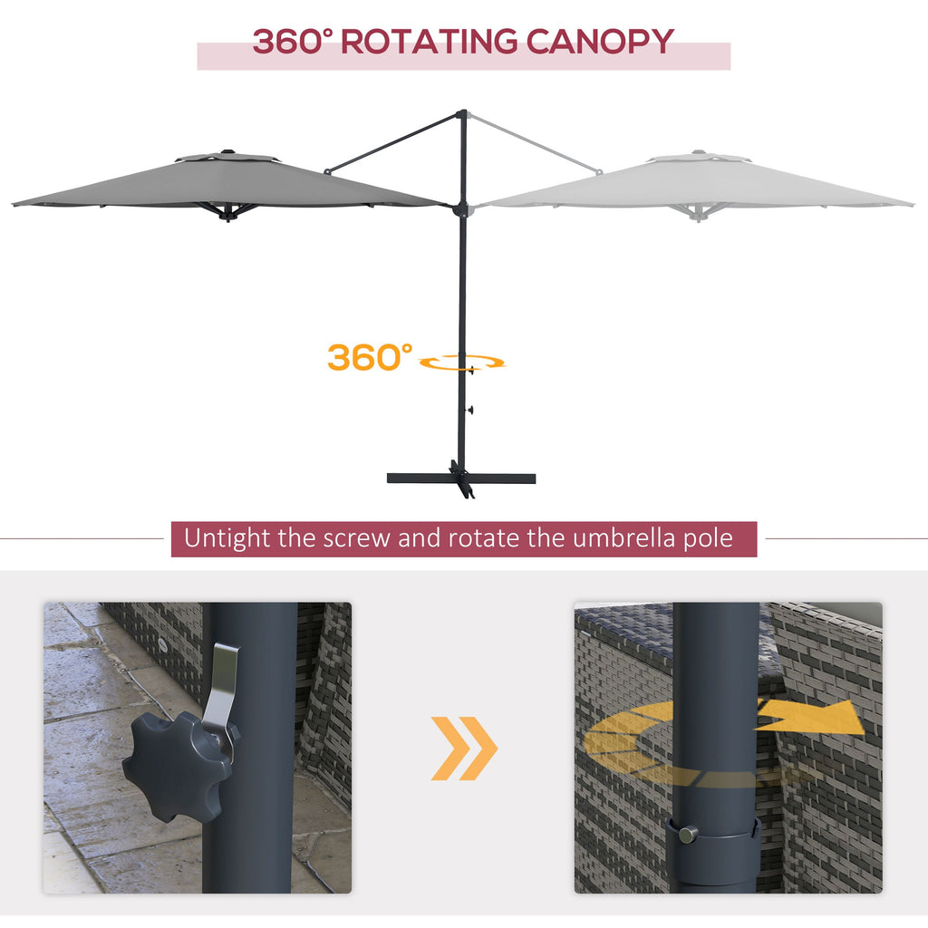 10ft Cantilever Patio Umbrella with 360° Rotation and Tilt, Grey