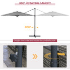 10ft Cantilever Patio Umbrella with 360° Rotation and Tilt, Grey