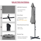 10ft Cantilever Patio Umbrella with 360° Rotation and Tilt, Grey