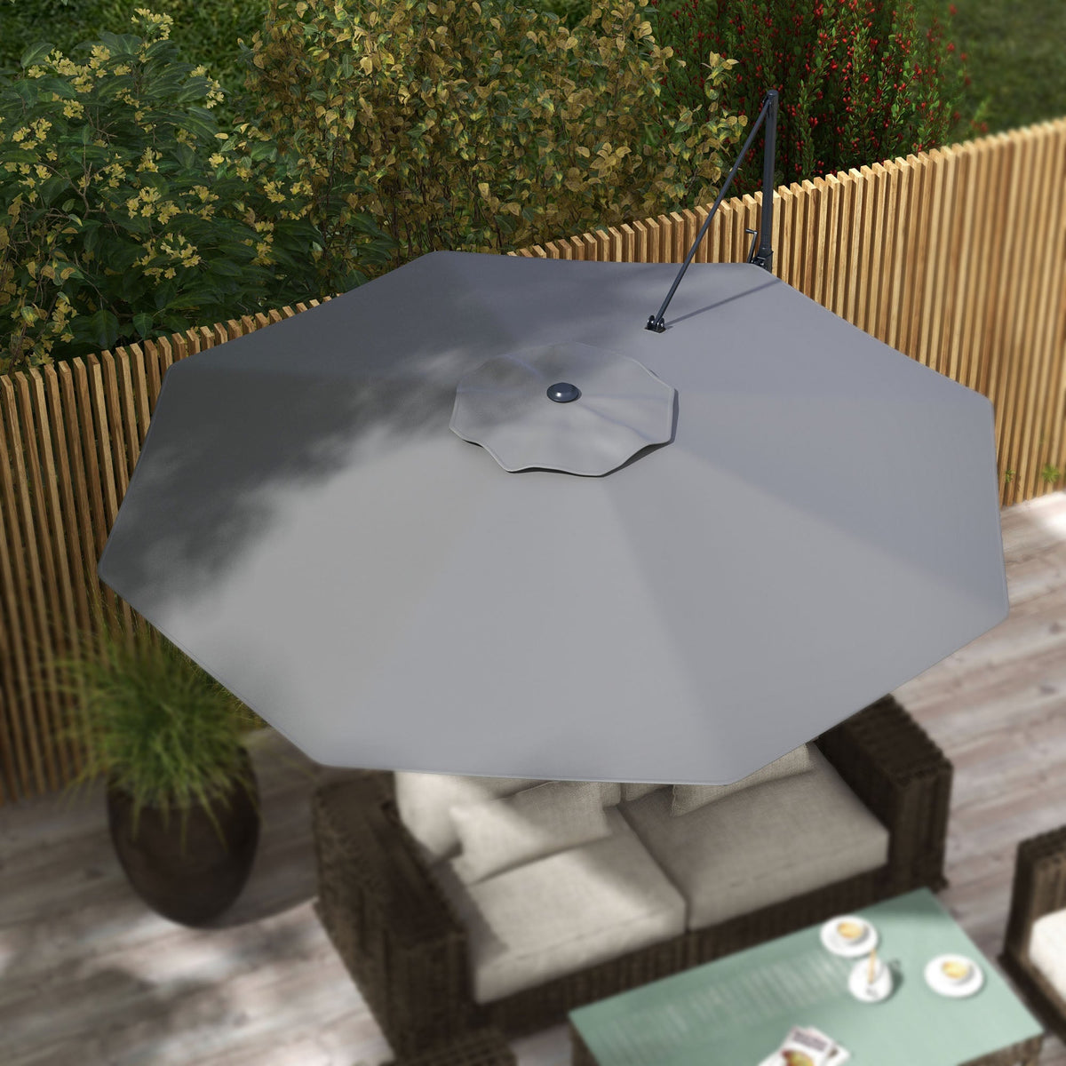 10ft Cantilever Patio Umbrella with 360° Rotation and Tilt, Grey