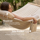 200 x 140 cm Double Hammock with Pillow and Pad, Cream White