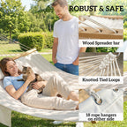 200 x 140 cm Double Hammock with Pillow and Pad, Cream White