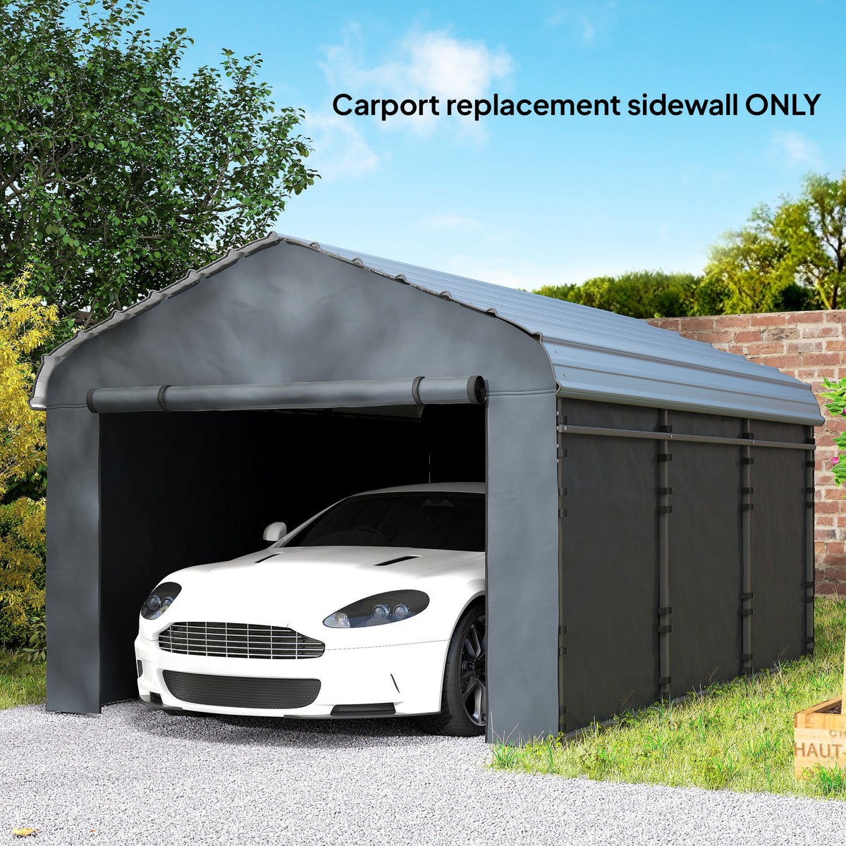 Carport Sidewall Panels Set of 4 for 12' x 20' Carports, Dark Gray