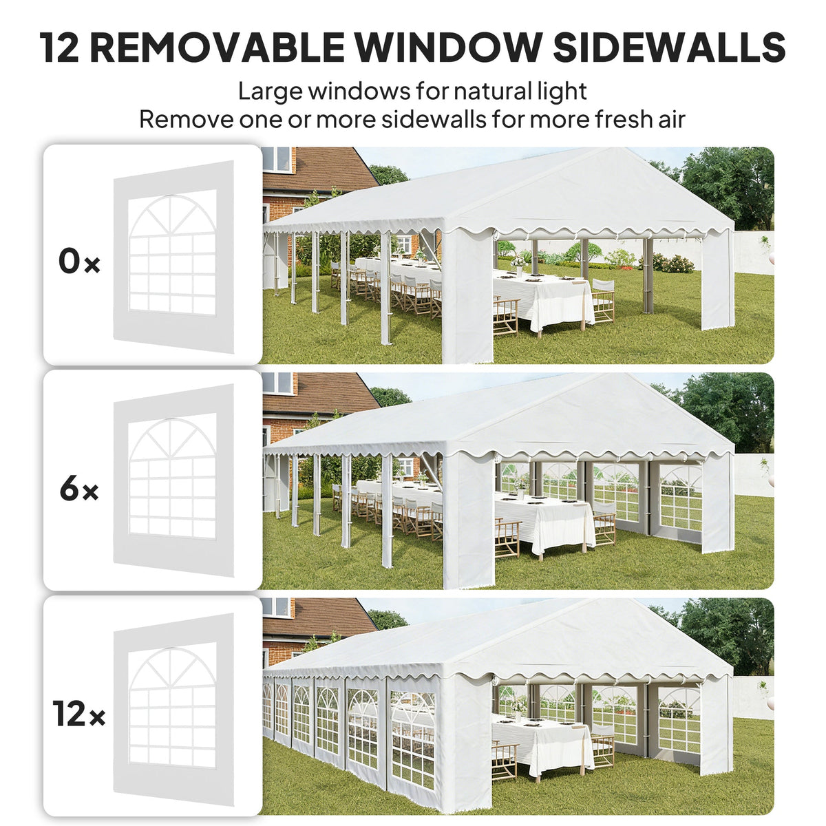 20' x 40' Heavy Duty Party Tent and Carport with Sidewalls, White