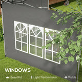 2 Pack Gazebo Side Panels with Window for 3 x 3 m Pop Up Gazebo, Dark Grey