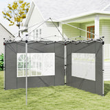 2 Pack Gazebo Side Panels with Window for 3 x 3 m Pop Up Gazebo, Dark Grey